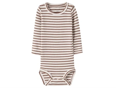 Name It body i råhvid nuance med brune striber