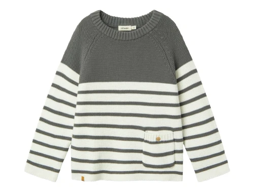 Lil Atelier pewter stribet strikbluse