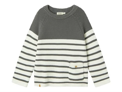 Lil Atelier pewter stribet strikbluse