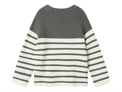 Lil Atelier pewter stribet strikbluse