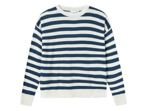 Name It dark denim stribet loose strikbluse