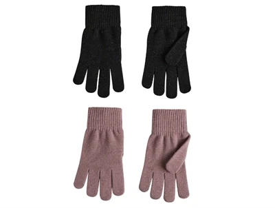 Name It glitter handsker 2-pak i sort og woodrose