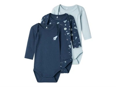 Name It dark denim space body (3-pak)