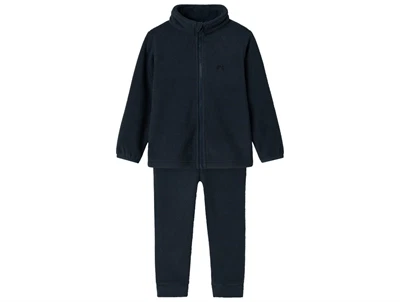 Name It fleecesæt dark sapphire med lynlås set forfra 