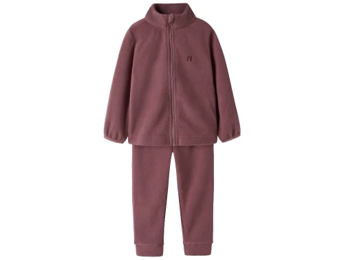 Name It fleecesæt rose brown med lynlås set forfra