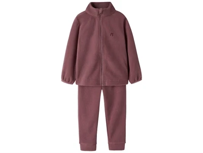 Name It fleecesæt rose brown med lynlås set forfra