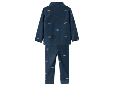 Name It fleecesæt blå med dinosaur print bagside