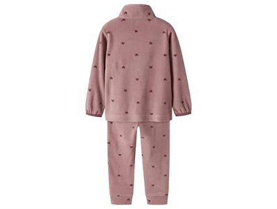 Name It fleecesæt violet med hjerte print bagside