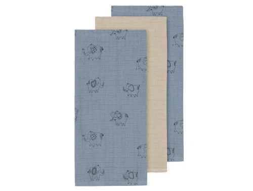Name It stofbleer i blå og beige nuancer med elefanter 3-pak