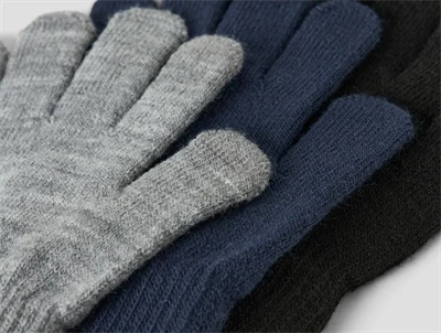 Strikkede handsker fra Name It i 6-pak sort grå og navy