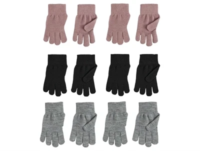 Name It magic handsker 6-pak i sort grå og woodrose