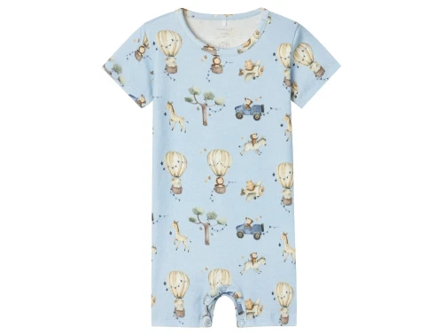 Name It chambray blue melange dyreprint sunsuit