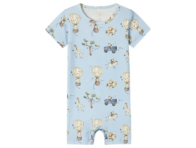 Name It chambray blue melange dyreprint sunsuit
