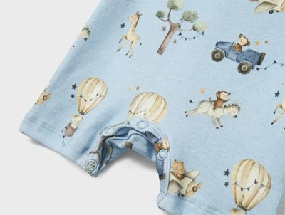 Name It chambray blue melange dyreprint sunsuit
