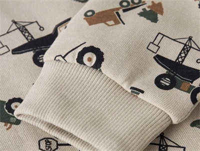 name it mini sweatshirt i beige island fossil med gravemaskineprint