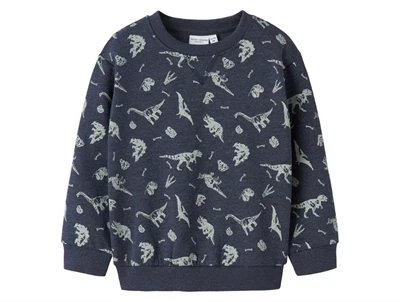 name it mini sweatshirt i mørkeblå navy blazer med dinosaurprint