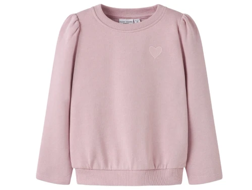 name it mini sweatshirt i lyserød burnished lilac med hjertebroderi