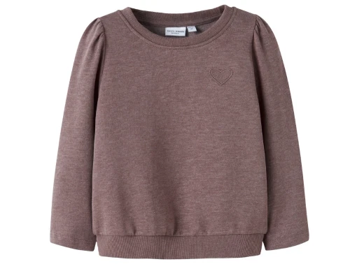 name it mini sweatshirt i brun peppercorn med hjertebroderi