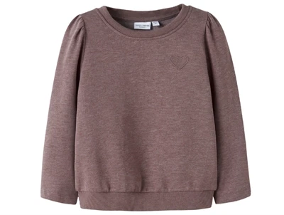 name it mini sweatshirt i brun peppercorn med hjertebroderi