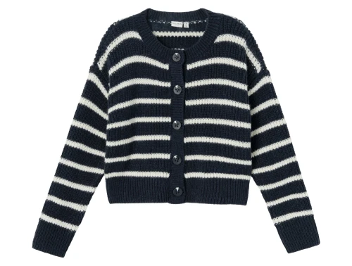 Name It dark sapphire stribet boxy strikcardigan