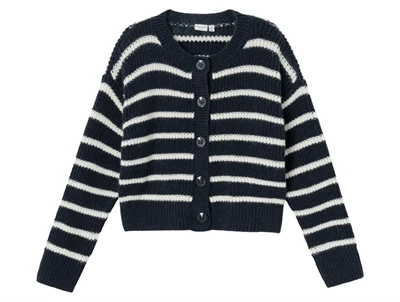 Name It dark sapphire stribet boxy strikcardigan