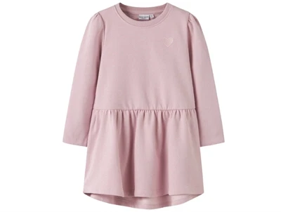 name it mini kjole i lyserød burnished lilac med hjertebroderi