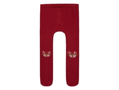 Røde strømpebukser fra Name It med rensdyr mønster
