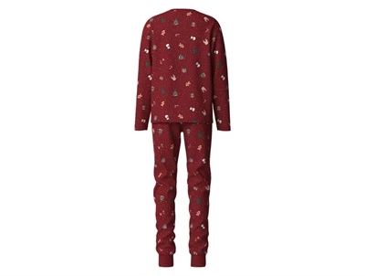 Name It pyjamassæt i mørkerød med juleprint set bagfra