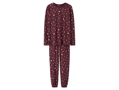 Name It voksen pyjamas i burgundy med juleprint