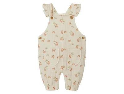 Lil Atelier turtledove strawberry loose overalls