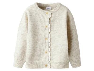 Name It cardigan i peyote melange med knapper og blondekant