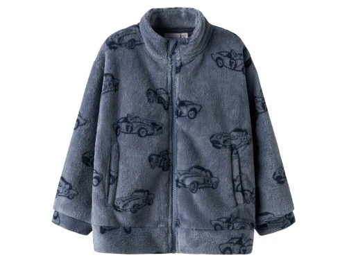 Name It teddy cardigan i flint stone med bilprint