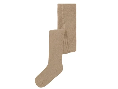 Name It strømpebukser i beige med guldglitter
