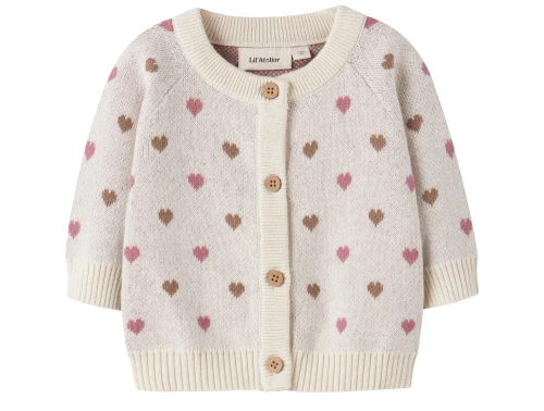Lil\' Atelier cardigan i turtledove med hjerteprint