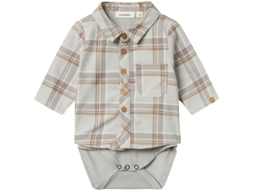 Lil Atelier mirage gray ternet bodyskjorte