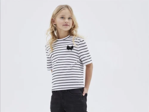 Name It bright white stribet short sløjfe t-shirt
