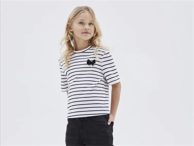 Name It bright white stribet short sløjfe t-shirt