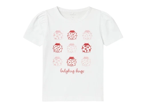 Name It bright white ladybug top