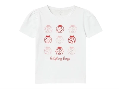 Name It bright white ladybug top