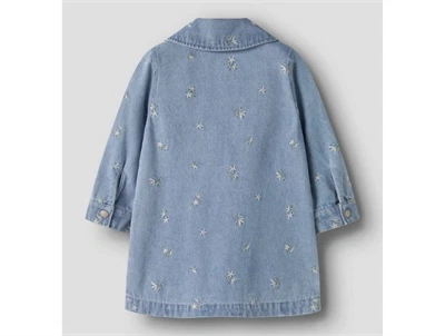 Name It denim kjole light blue denim med broderede blomster