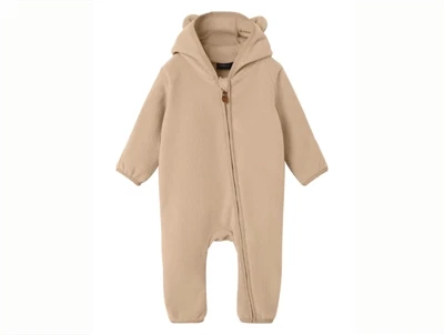 Name It fleece køredragt i beige nuance med hætte og ører