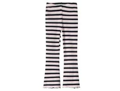 name it bukser i rosa og mørkeblå striber med flæsekant, set forfra