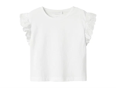 Name It top lucent white med broderede flæser