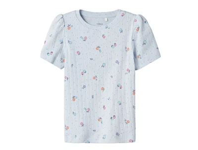 Name It T-shirt i xenon blue med frugtprint og puffærmer