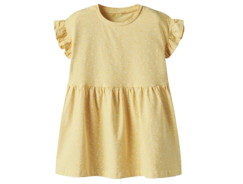 Name It kjole golden haze med flæser og print