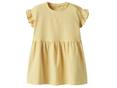 Name It kjole golden haze med flæser og print