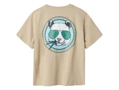t-shirt fra name it i beige med stort print af panda med solbriller, set bagfra