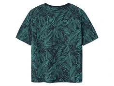 name it t-shirt i mørkegrøn med all-over palmeprint, set bagfra