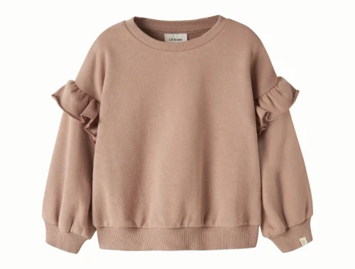 Lil\' Atelier sweatshirt i brun nuance med flæser set forfra