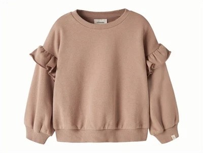 Lil' Atelier sweatshirt i brun nuance med flæser set forfra